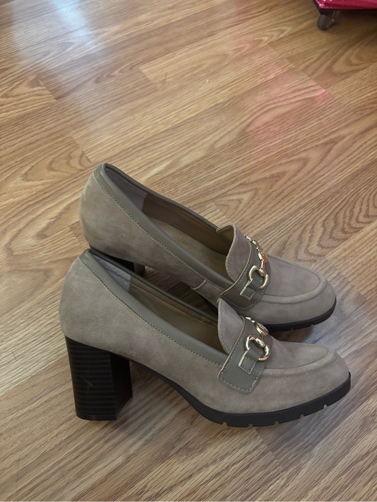 Giani Bernini Shoes - Giani Bernini Taupe Suede Block Heel Loafers Size 8.5M